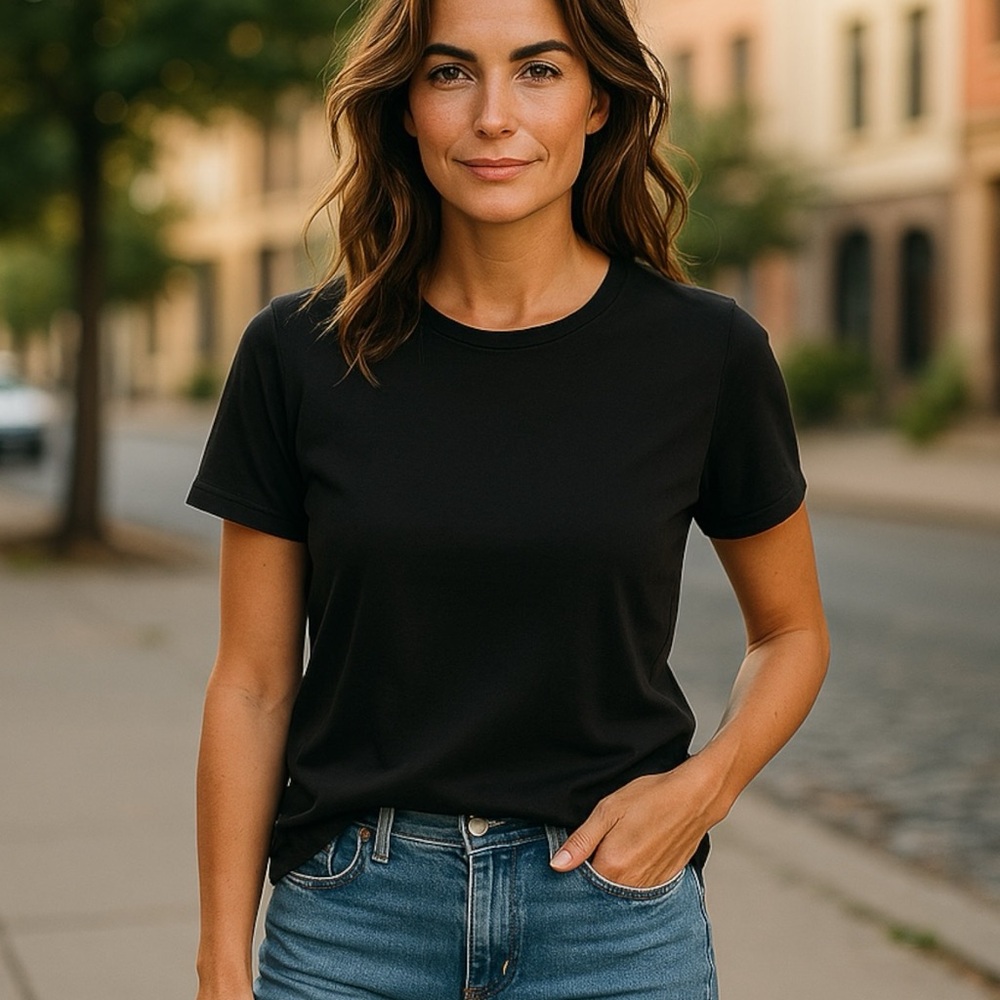 Tahari Black Short Sleeve Tee